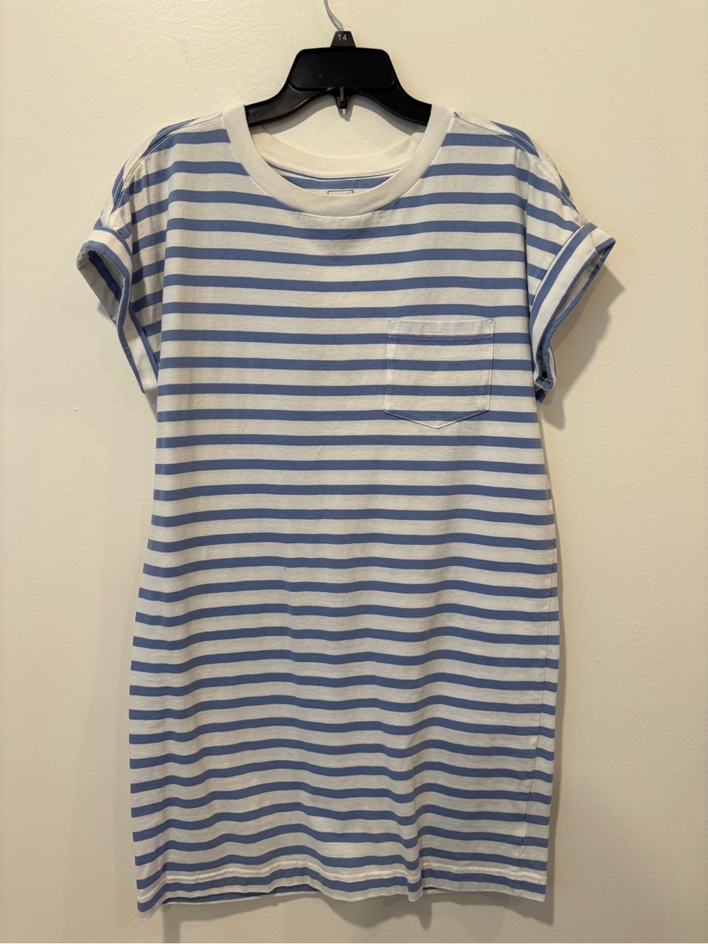 Women’s Blue & White Striped Pocket Tee Dress
